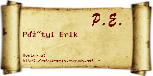 Pétyi Erik névjegykártya